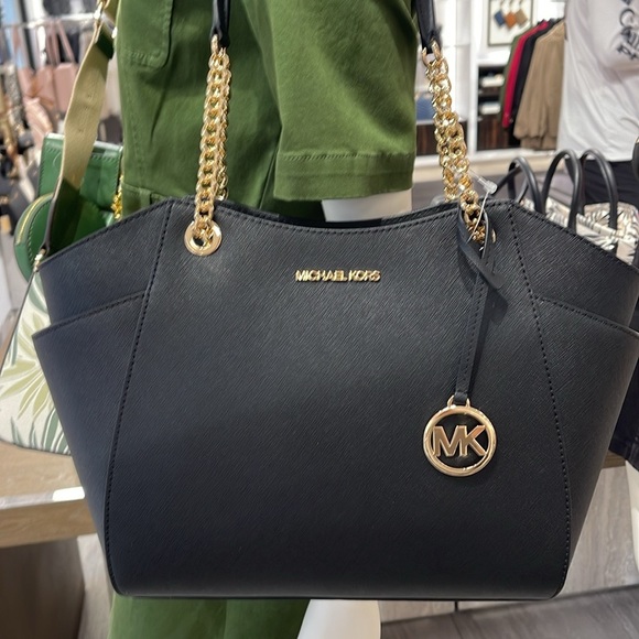 MICHAEL KORS LG CHAIN SHOULDER TOTE BLACK - Picture 16 of 16